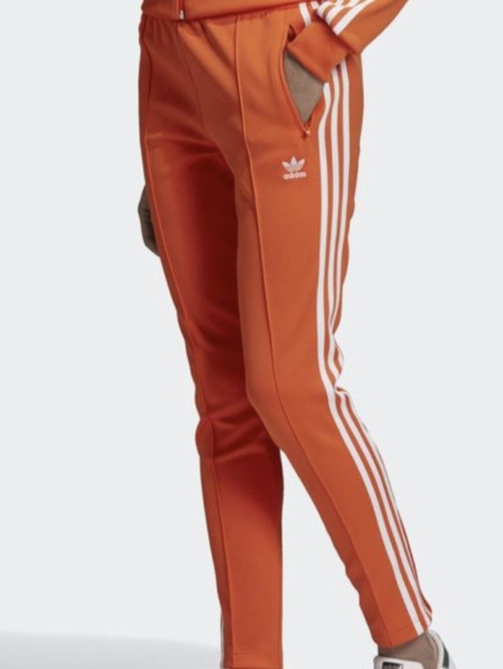 adidas Orange Jogger Pants with White Side Stripes